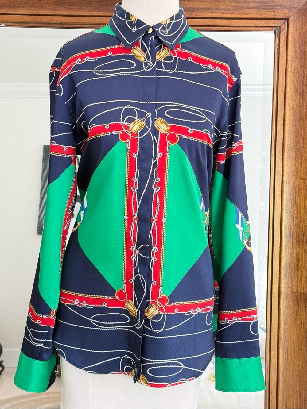 Rare Lauren Ralph Lauren 90’s Nautical Button- down Blouse Size  Large